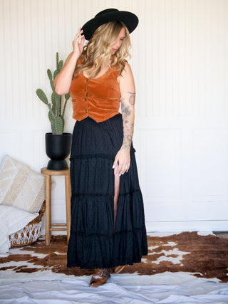 High Noon Whispers Maxi Skirt, Black - 220 Shorts & Skirts - The Farmhouse