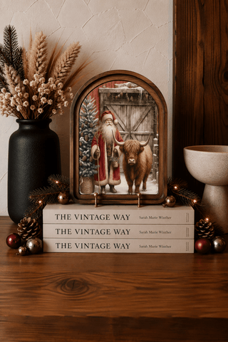 Highland Santa Red Arch Framed Art 6x8" - 420 Home Decor - The Farmhouse