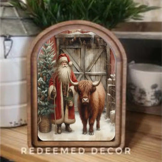 Highland Santa Red Arch Framed Art 6x8" - 420 Home Decor - The Farmhouse