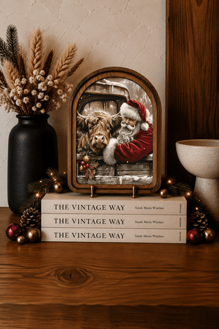 Highland with Santa Arch Framed Art, 6x8" - 430 Holiday Decor - The Farmhouse