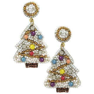 Holiday Cheer Seed Bead Earrings, Christmas Tree - The Farmhouse