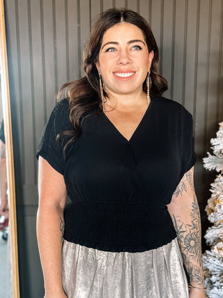 Holiday Glow Elegant Top, Black - The Farmhouse