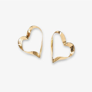 Hope Ribbon Heart Earrings Brass - The Farmhouse