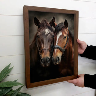 Horse Duo - Animal Photograph - Wood Framed Wall Decor 12x18" - 420 Home Decor - The Farmhouse