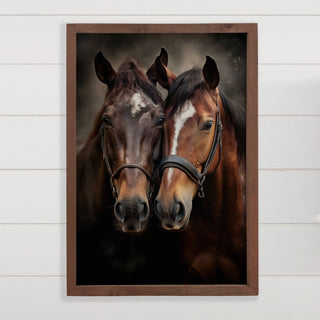 Horse Duo - Animal Photograph - Wood Framed Wall Decor 12x18" - 420 Home Decor - The Farmhouse