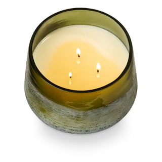 Alternate view of Balsam and Cedar candle with salt-kissed glass