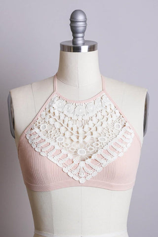 In Your Dreams Crochet Bralette, Blush - The Farmhouse