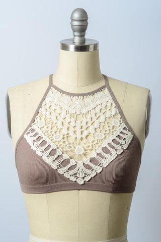 In Your Dreams Crochet Bralette, Mocha - The Farmhouse