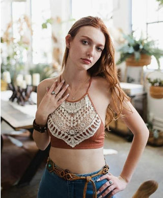 In Your Dreams Crochet Bralette, Rust - The Farmhouse