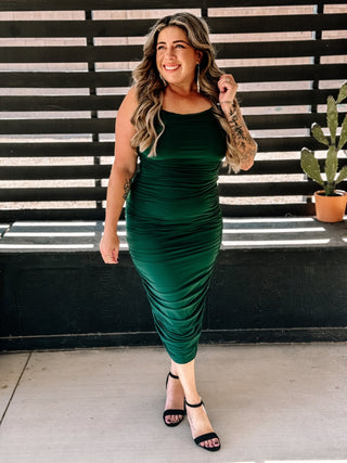 In Your Dreams Elegant Midi Dress, Hunter Green - The Farmhouse