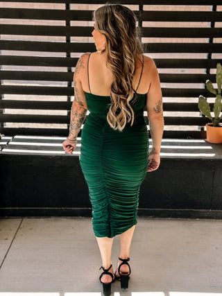 In Your Dreams Elegant Midi Dress, Hunter Green - The Farmhouse