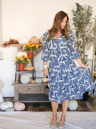Indigo Palm Midi Dress - 170 Dresses - The Farmhouse