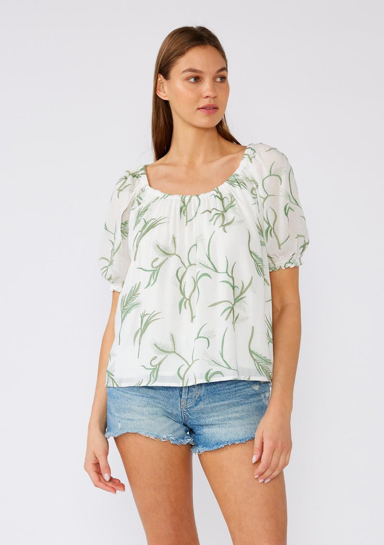 Ines Spring Embroidered Puff Sleeve Scoop Neck Blouse - The Farmhouse