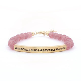 INSPO23 With God All Things Are Possible - Pink Quartz - 290 Jewelry - The Farmhouse