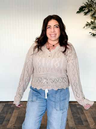 Isla Scallop Crochet Sweater Top - 100 Casual Tops - The Farmhouse