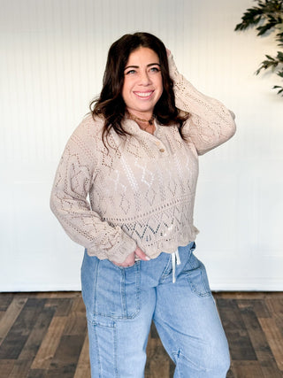Isla Scallop Crochet Sweater Top - 100 Casual Tops - The Farmhouse