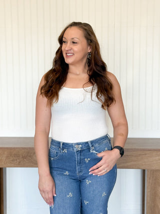 Ivory Line Fine Gauge Square - Neck Bodysuit - 100 Casual Tops - The Farmhouse