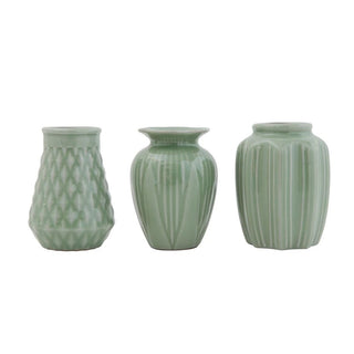 Jade Glow Crackle Glaze Mini Vase Set of 3 - 420 Home Decor - The Farmhouse
