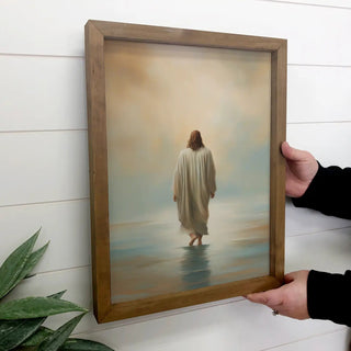Jesus Christ Walking On Water - Jesus Canvas Art - Framed 12x18" - 420 Home Decor - The Farmhouse