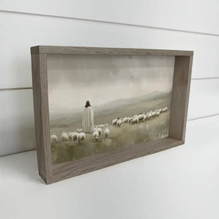 Jesus Flock of Sheep - Jesus Canvas Art - Wood Framed Decor 24x36" - 420 Home Decor - The Farmhouse