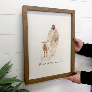 Jesus Sheep Rescue Me - Jesus Canvas Art - Wood Framed Art 20x30" - 420 Home Decor - The Farmhouse