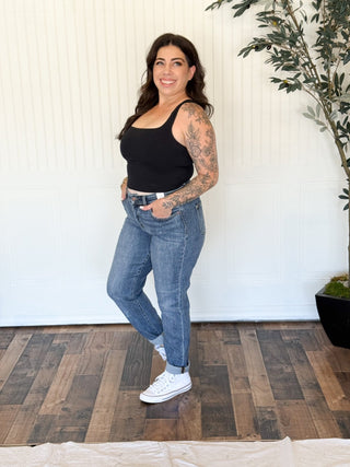 Judy Blue Hi - Rise Bleach Splash Boyfriend Denim Jeans - 210 Jeans - The Farmhouse