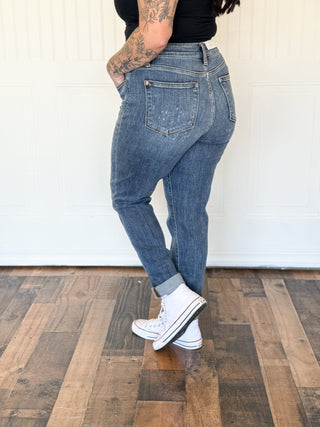 Judy Blue Hi - Rise Bleach Splash Boyfriend Denim Jeans - 210 Jeans - The Farmhouse