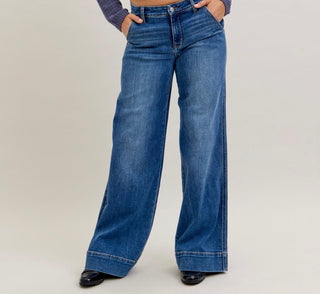 JUDY BLUE MID RISE TROUSER RETRO WIDE JEANS - 210 Jeans - The Farmhouse