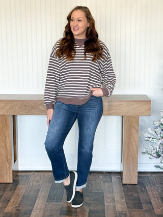 JUDY BLUE Vintage Wash Thermal Straight - 210 Jeans - The Farmhouse