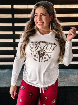 Junk Gypsy Deck Those Halls Pajama Loungewear Long - sleeve Top - The Farmhouse