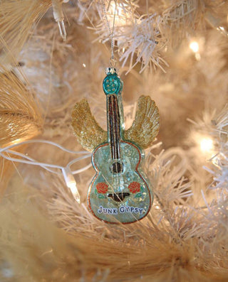 Junk Gypsy Guitar Mercury Glass Ornament - The Farmhouse