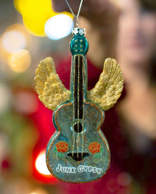 Junk Gypsy Guitar Mercury Glass Ornament - The Farmhouse