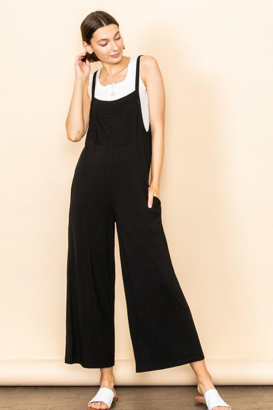 Just For Fun Pocket Detailed Overall Romper - Black - The Farmhouse