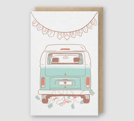 Just Married Camper Van Greeting Card - The Farmhouse