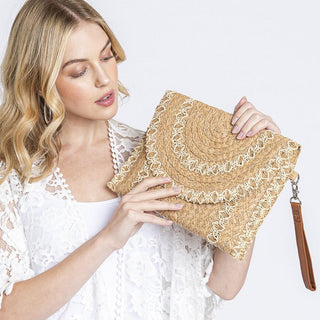 Katie Stitch Detail Straw Clutch & Crossbody Bag - The Farmhouse