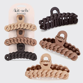 Kitsch, Eco - Friendly Chain Claw Clip 3pc Set - Neutral - The Farmhouse