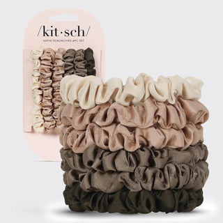 Kitsch, Ultra Petite Satin Scrunchies 6pc, Eucalyptus - The Farmhouse