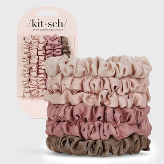 Kitsch, Ultra Petite Satin Scrunchies 6pc, Terracotta - The Farmhouse