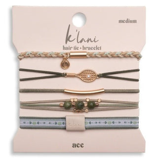 K'LANI "Ace" Green & Gold Tennis Racket Charm Hair Tie Bracelets - 290 Jewelry - The Farmhouse
