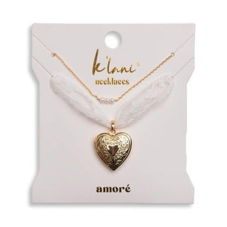 K'LANI "Amoré" Gold Heart with Pearl Details Necklace Set - 290 Jewelry - The Farmhouse