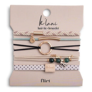 K'LANI "Flirt" Polka Dot in Cream & Black with Green Accent Hair Tie Bracelets - 290 Jewelry - The Farmhouse