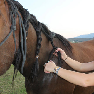 K'LANI "Gallop" Horse & Bit Equestrian Accents in Rich Brown & Blue Hair Tie Bracelets - 290 Jewelry - The Farmhouse