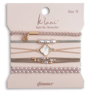 K'LANI "Glimmer" Soft Pinks with Pearl & Gold Accent Hair Tie Bracelets - 290 Jewelry - The Farmhouse