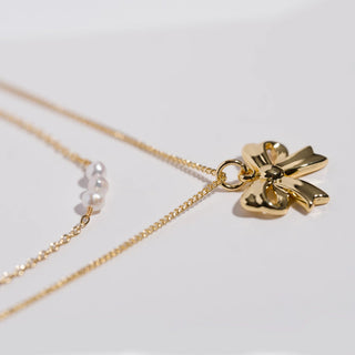 K'LANI "Grace" Gold Bow with Pearl Accent Necklace Set - 290 Jewelry - The Farmhouse