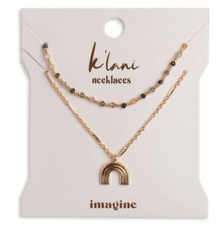 K'LANI "Imagine" Gold Rainbow with Colorful Beads Necklace Set - 290 Jewelry - The Farmhouse
