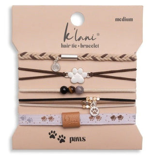 K'LANI "Paws" Natural Hues with Silver & Paw Accents Hair Tie Bracelet - 290 Jewelry - The Farmhouse