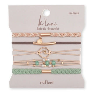 K'LANI "Reflect" Gold Wave with Beachy Neutrals Hair Tie Bracelets - 290 Jewelry - The Farmhouse