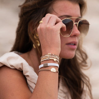 K'LANI "Rise" Cream and Tan With Gold & Sun Accents Hair Tie Bracelets - 290 Jewelry - The Farmhouse