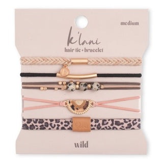 K'LANI "Wild" Animal Print with Pink Accent Hair Tie Bracelets - 290 Jewelry - The Farmhouse
