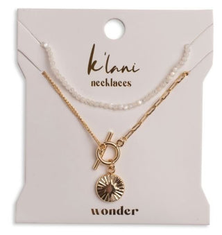 K'LANI "Wonder" Gold Star with White Bead Necklace Set - 290 Jewelry - The Farmhouse